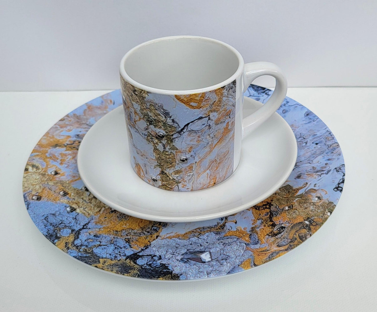 Tasse & Teller Set "Silber -Gold"