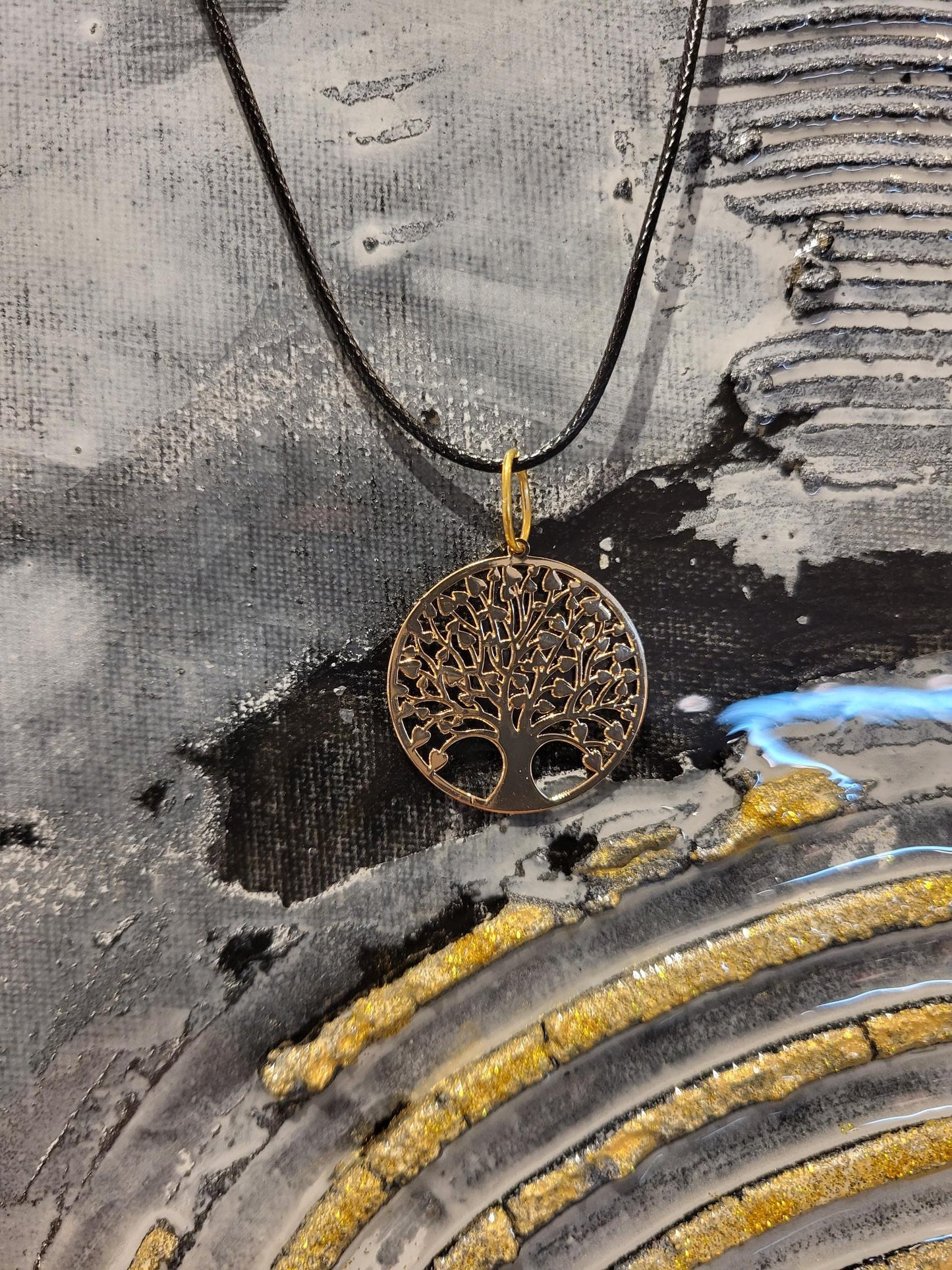 Mode-Schmuck-Ohrhänger und Anhänger im Set "Lebensbaum" (goldfarben)