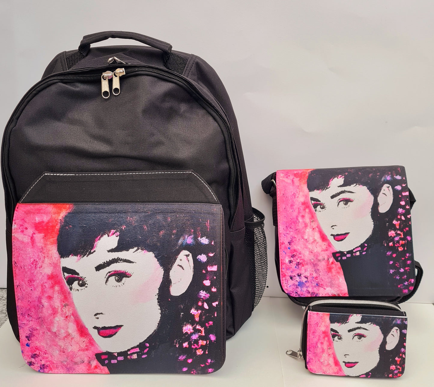 Rucksack "Multifunction" -Exklusivdesign von handgemaltem Bild "Audrey"