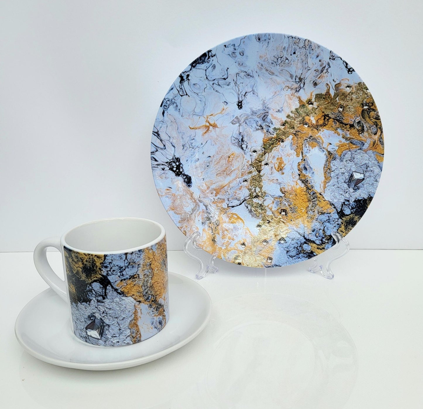 Tasse & Teller Set "Silber -Gold"